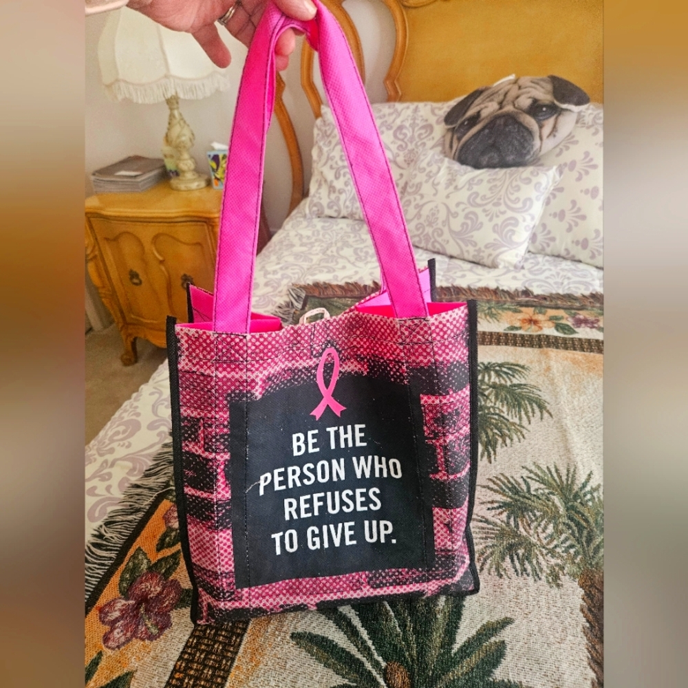 Shopping Bag Cloth Breast Cancer Pink Black Good Size